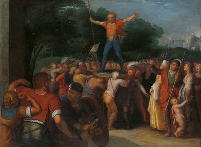 Brinno Kalkan Üzerine Yükseltildi Brinio Caninifate Şefliğine Atandı (Brinio Kalkanda Yükseltildi) Batavianların Romalılara Karşı İsyanı üzerine on iki diziden biri by Otto van Veen