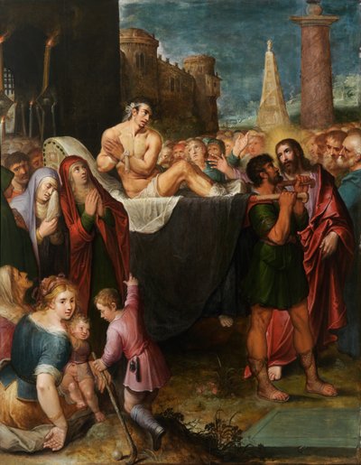 Nain'den Genç Adamın Canlanması (panel üzerine yağlıboya) by Otto van Veen