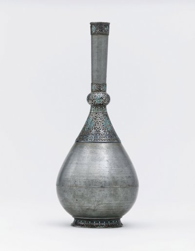 Osmanlı turkuaz gömme gümüş montajlı çinko şişe (turkuaz, çinko, gümüş) by Ottoman School