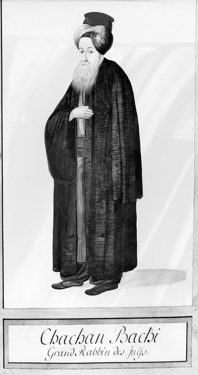 Chachan Bachi, İstanbul Hahambaşısı, 1790 dolayları (kağıt üzerine suluboya) by Ottoman School