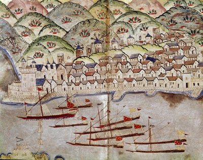 Osmanlı Sanatı: Marsilya görünümü, Fransa Minyatür by Ottoman School