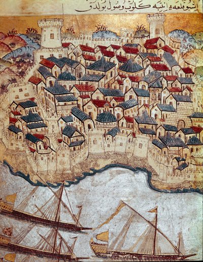Osmanlı İmparatorluğu: Süleyman tarafından fethedilen Tuna kıyısında müstahkem bir şehrin temsili (Süleyman) Muhteşem (1520-1566) Budapeşte ve Viyana