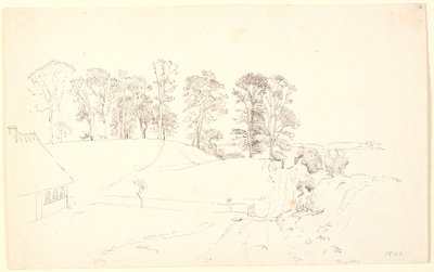 Ağaçlar ile manzara. by P.C. Skovgaard