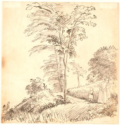 Bir yolda yürümek (muhtemelen Vedbæk). by P.C. Skovgaard
