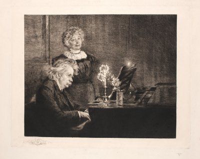 Edvard ve Nina Grieg piyano başında by Peder Severin Krøyer