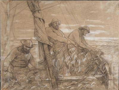 Ringa balığı yakalayan Hornbæk balıkçıları. Sabahın erken saatleri by Peder Severin Krøyer
