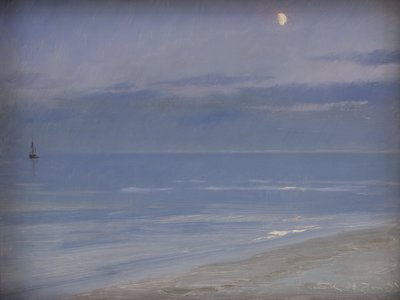 Ay Işığında Skagen Plajı by Peder Severin Krøyer