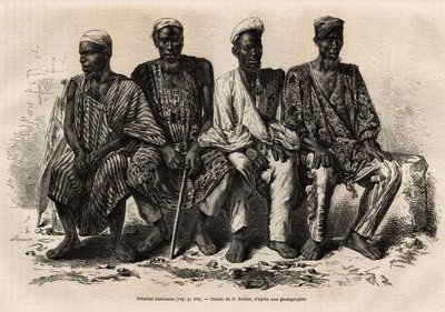 Pelerins Bambaralar (mollem veya Müslüman dini liderler), ahlakileştirmeye çalıştıkları tüm topluluklara saygılıdırlar, grisgris üretirler ve biraz ilaç uygularlar, burada, bir s sırasında haber taşıyıcıları ve barışın ön hazırlıkları için çok kullanılırla by P. (after) Sellier