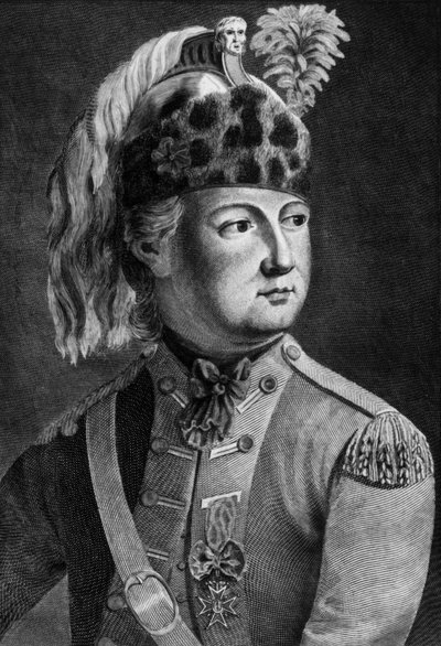 Eon Şövalyesi (1728-1810), kral için Fransız gizli ajanı, çapraz giyimli, gravürlü by P. Jean Baptiste Bradel