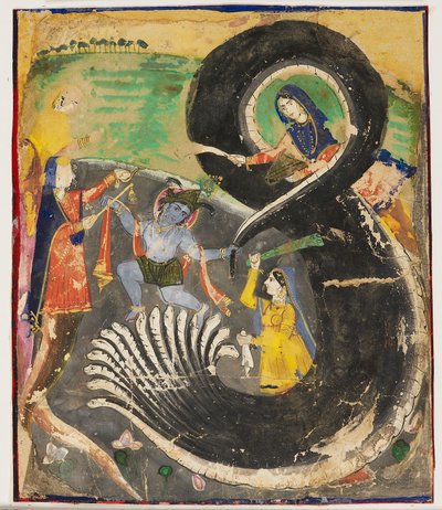 Krishna ve naga Kaliya by Pakistani School