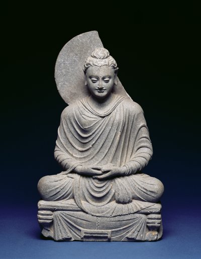 Oturan Buda, Gandhara, MS 1-3. yüzyıl (şist) by Pakistani School