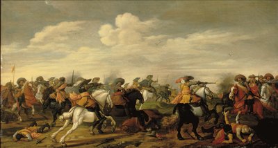 Bir manzarada bir süvari çatışması by Palamedes Palamedesz