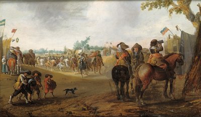 Süvarilerle bir askeri kamp by Palamedes Palamedesz