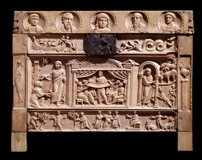 Eski ahit sahnelerini temsil eden kabartmalı rölyef. Santa Giulia manastırından, 4. yüzyıl by Paleo Christian