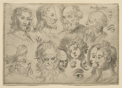 On başlı eskiz plakası, 1636 by Palma Il Giovane
