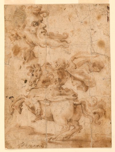 Sakallı Bir Adamın Başı, Atlı Bir Adam by Paolo Emilio Besenzi