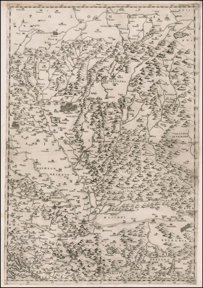 1513 yılında Paolo Forlani tarafından hazırlanan Transilvanya merkezli harita by Paolo Forlani