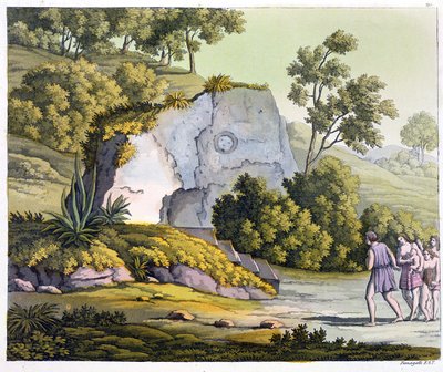 Güneş tapınağı, Peru, 'Le Costume Ancien et Moderne'den, Cilt II, levha 20, Jules Ferrario tarafından, 1820'lerden 30'lara kadar yayınlandı (renkli gravür) by Paolo Fumagalli