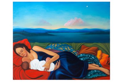 Barbara ve Artemisia, 2020 (ahşap panel üzerine yağlıboya) by Paolo Perfranceschi