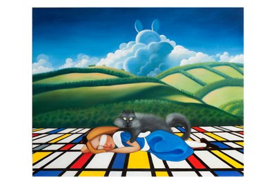 Uyanma vakti, Alice!, 2019 (ahşap panel üzerine yağlıboya) by Paolo Perfranceschi