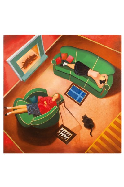 Laura ve Donna, 2016 (ahşap panel üzerine yağlıboya) by Paolo Perfranceschi