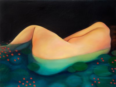 Nightswimming, 2019 (ahşap panel üzerine yağlıboya) by Paolo Perfranceschi