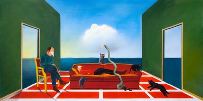 Terapi, 2021 (ahşap panel üzerine yağlıboya) by Paolo Perfranceschi