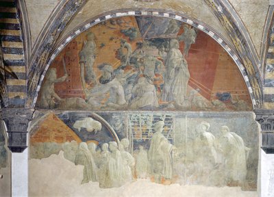 Tufan ve Suların Çökmesi (üst bölüm) Nuh'un Kurban ve Sarhoşluğu (alt bölüm) lunette (detay için bkz. 123196) by Paolo Uccello