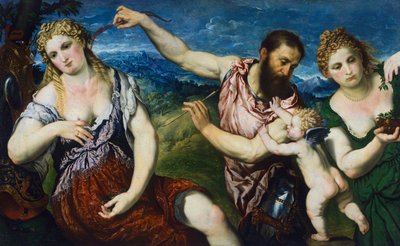 Mars, Venüs, Flora ve Aşk Tanrısı ile alegori, 1560 dolayları (tuval üzerine yağlıboya) by Paris Bordone