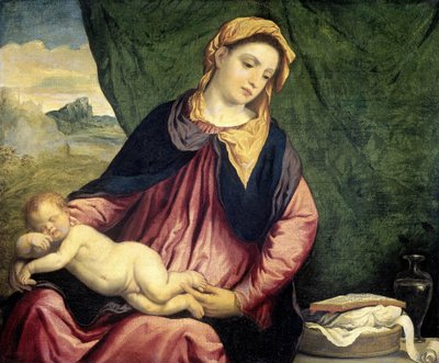 Uyuyan Çocuklu Madonna, 1540-1560 Arası by Paris Bordone