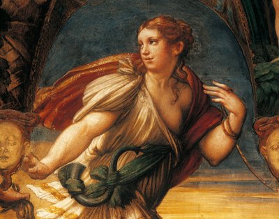 Parmigianino (1503-1540) olarak bilinen Francesco Mazzola tarafından Diana ve Actaeon Efsanesi, fresk, detay, Rocca Sanvitale, Fontanellato, Emilia Romagna by Parmigianino
