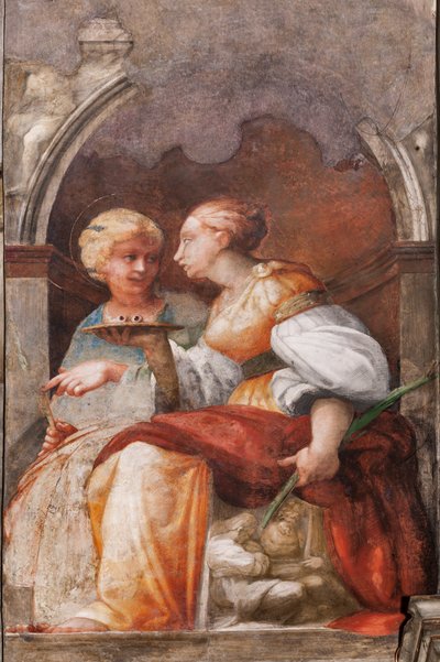 St Lucy ve St Apollonia, c.1523 (fresk) by Parmigianino