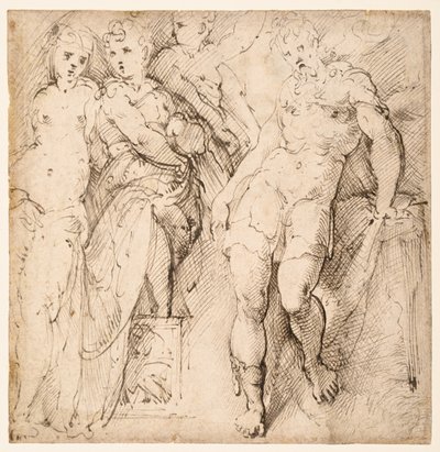Dört figür çalışmaları (rekto) by Parmigianino