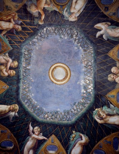 Putti and Glimpse of sky, 1524 dolaylarında, Francesco Mazzola, Parmigianino olarak bilinen (1503-1540), fresk, Diana ve Actaeon Odası