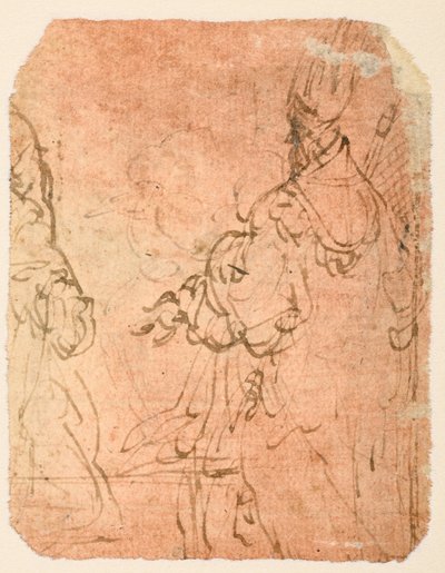 Dini kıyafetli iki diz çökmüş adam (verso) by Parmigianino