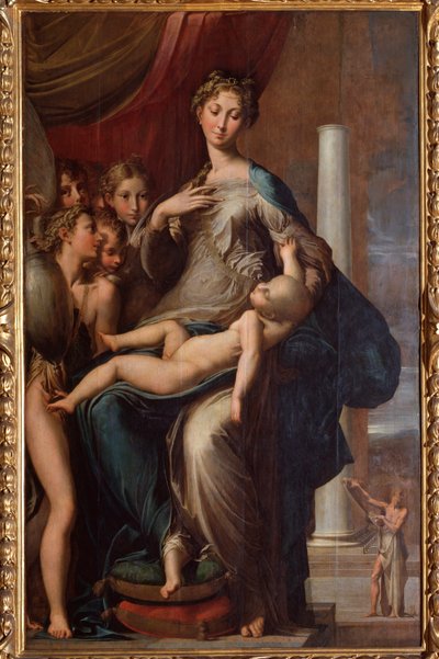Uzun boyunlu bakire - 1534 Ahşap üzerine yağlı boya by Parmigianino