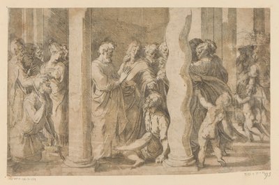 Aziz Peter ve John bir felçliyi iyileştiriyor by Parmigianino (attributed to)