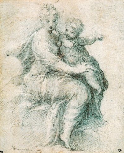 Bulutlardaki Madonna ve Çocuk, c1525. by Parmigianino