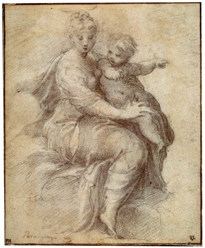 Bulutlardaki Madonna ve Çocuk, c1525 by Parmigianino