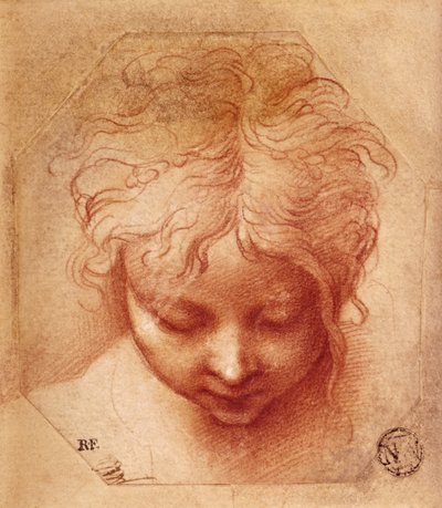 Bir Kafa Çalışması (kağıt üzerinde kırmızı tebeşir) by Parmigianino