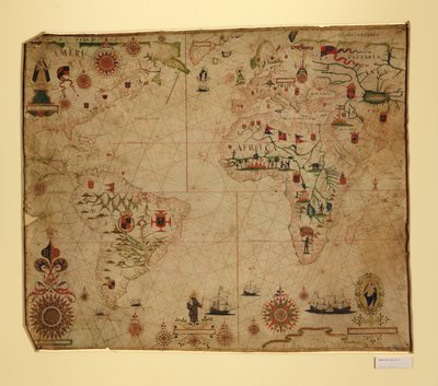 Atlantik Okyanusu ve komşu kıtaların bir portolan haritası by Pascoal Roiz