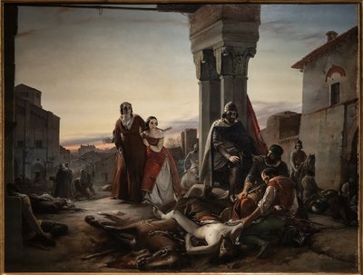 Ricciardino Langosco'nun annesi, 1315'te Matteo Visconti'nin elinde Pavia'nın fethi sırasında öldürülen oğlunun cesedini arıyor. by Pasquale Massacra