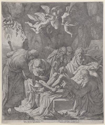 Meryem arkasında ağlayarak dururken, Mesih mezara yatırılıyor, 1600-30., 1600-30. by Pasquale Ottino
