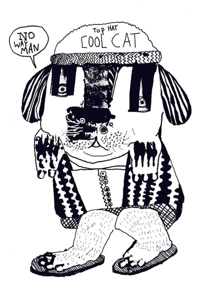 Cool Cat, 2014 (mürekkep ve yağlıboya) by Pat Macdonald