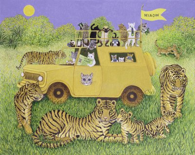 Kedi Safari (tuval üzerine yağlıboya) by Pat Scott