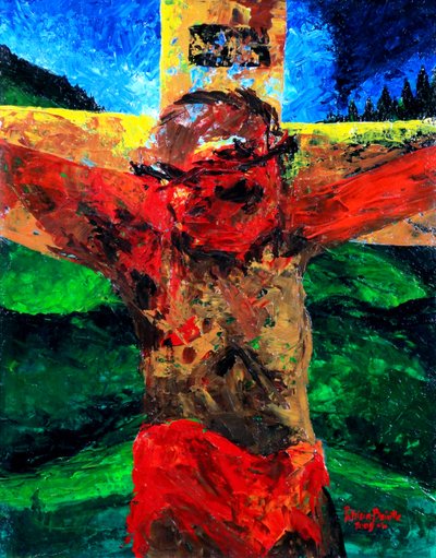 Çarmıha germe- bitti, 2009 (tuval üzerine akrilik) by Patricia Brintle