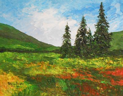Vadinin aşağısında, 2012 (sanat tahtasında akrilik) by Patricia Brintle