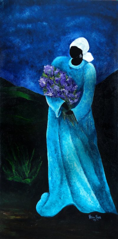 La Dame en Bleu, 2009 (tuval üzerine akrilik) by Patricia Brintle