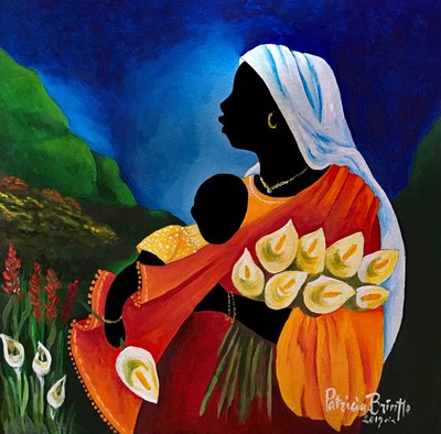 Madonna ve çocuk - Hassasiyet, 2019 (ahşap üzerine akrilik) by Patricia Brintle