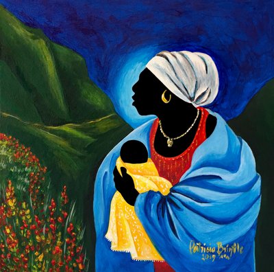 Madonna ve bahçenin çocuğu, 2019 (ahşap üzerine akrilik by Patricia Brintle